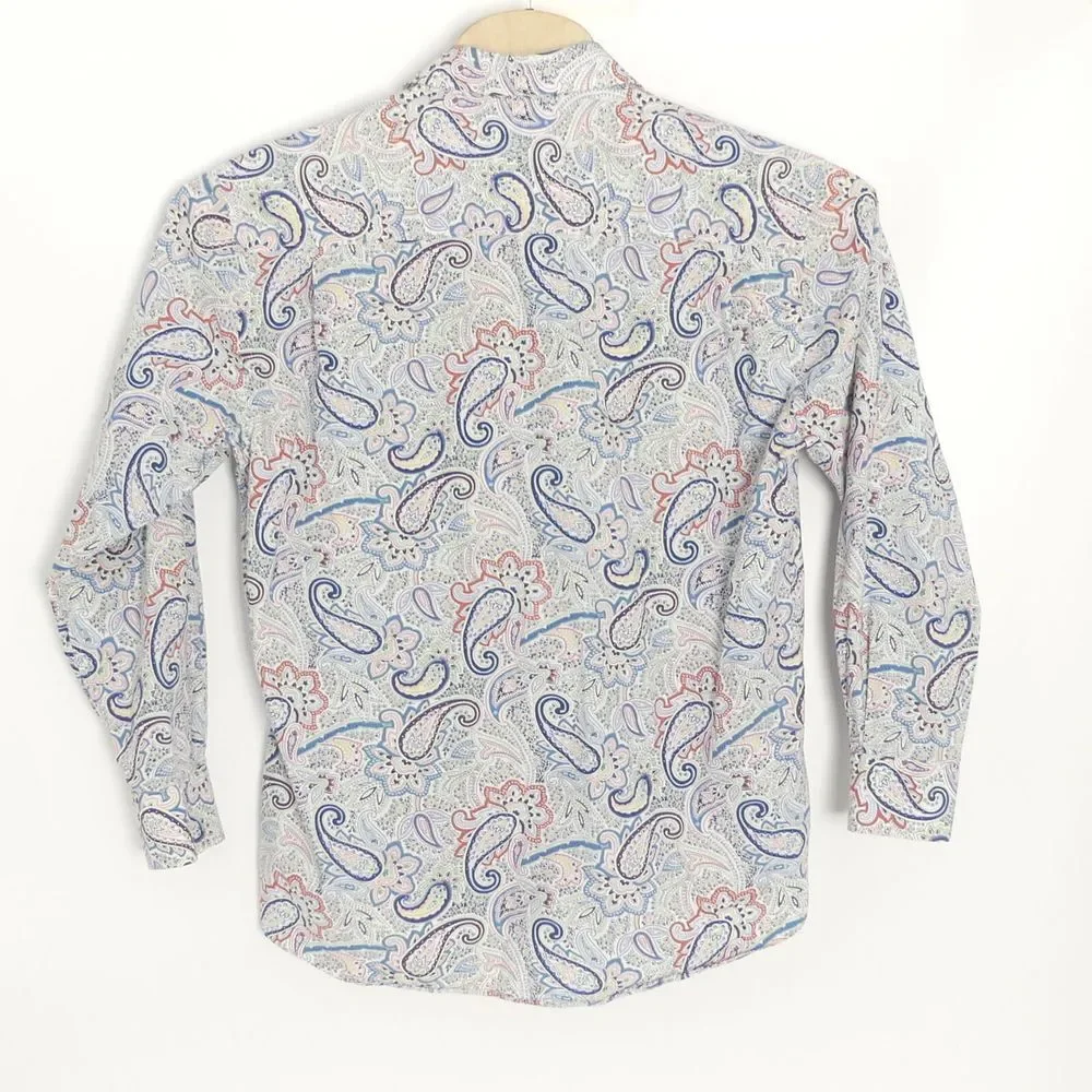 Alan Flusser Casual Button Down Paisley Long Sleeve‎ Shirt Men's Large L